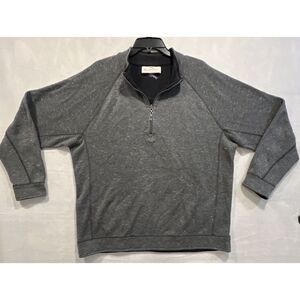 Tommy Bahama Reversible 1/4 Zip Sweater Mens L Gray/Black‎ Long Sleeve